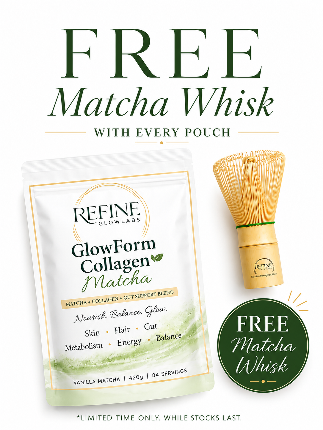 GlowForm Collagen Matcha - Vanilla Flavour